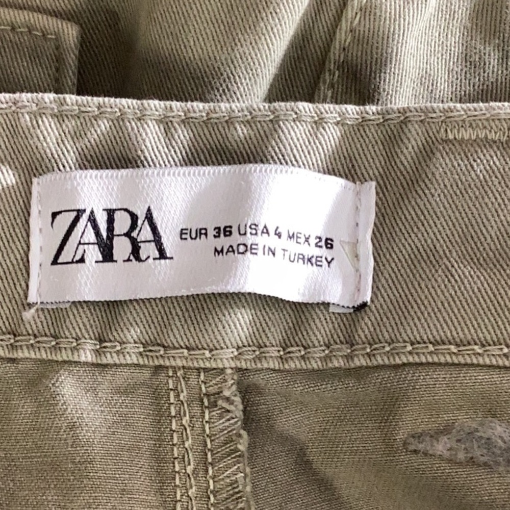 NWT ZARA Ultra Wide Leg Cargo Pant Light Green Size US 4 - Picture 11 of 11